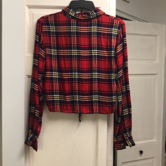 Style Envy Red Plaid Flannel Crop Top Medium M - Picture 5 of 7